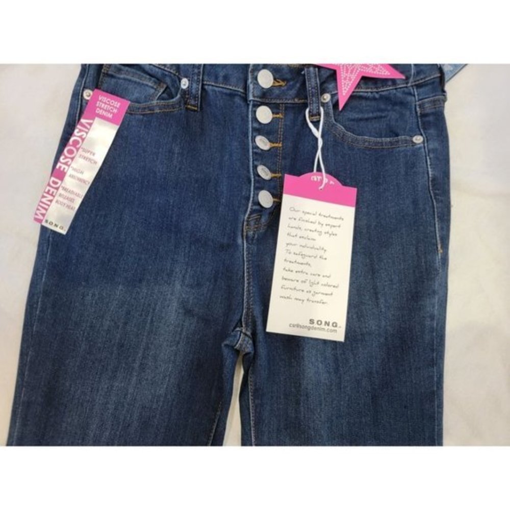 S.O.N.G Fit N Flare 5/27 Dark Wash Jeans Baby Girls Bejeweled on Back Pockets NW - Picture 5 of 10